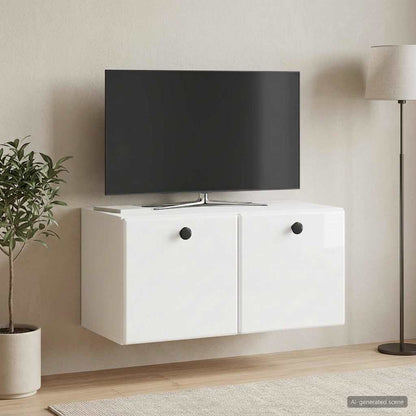 Mobile Porta TV da Muro 59,5 x 31 x 30 cm Bianco Lucido
