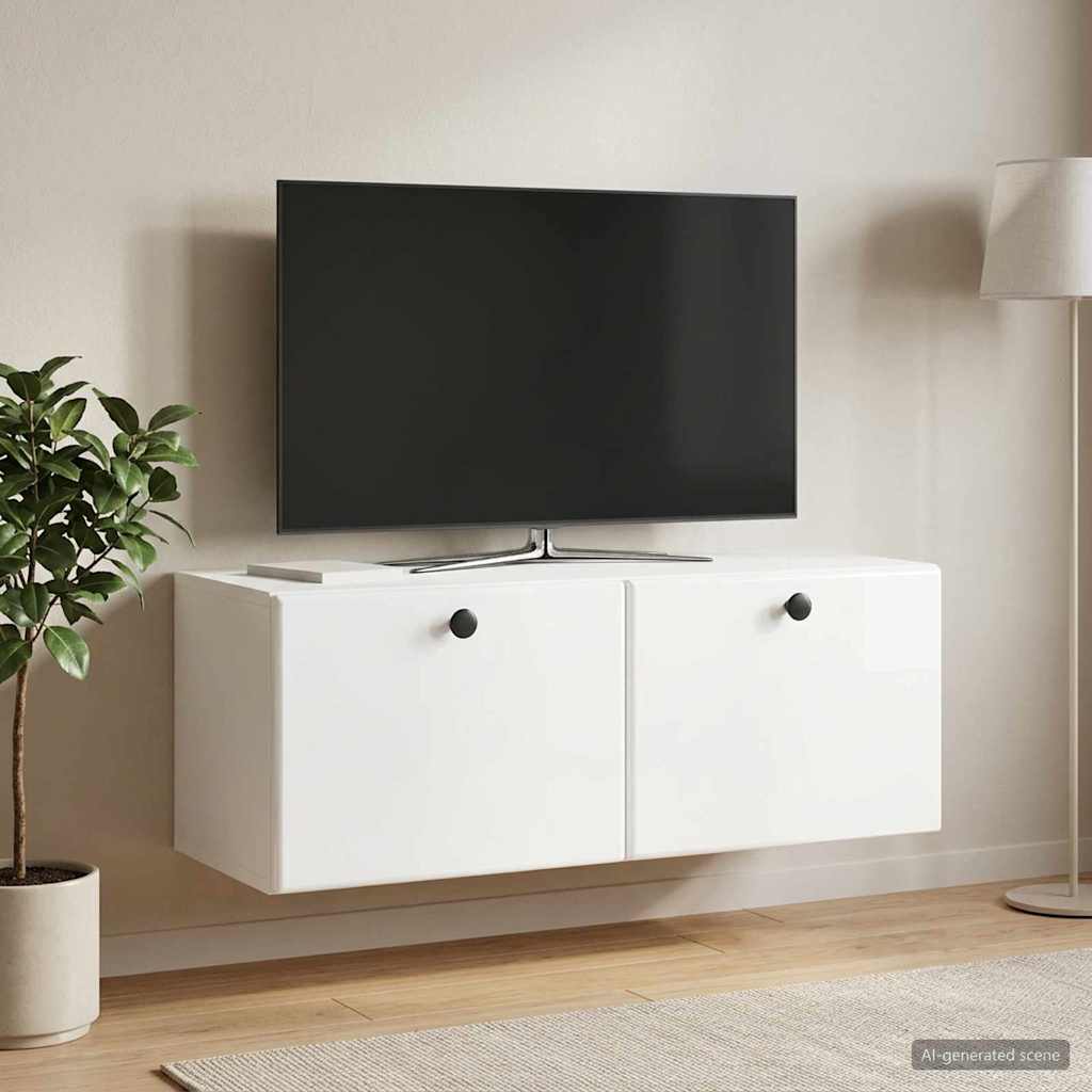 Mobile Porta TV da Muro 78,5 x 31 x 30 cm Bianco Lucido