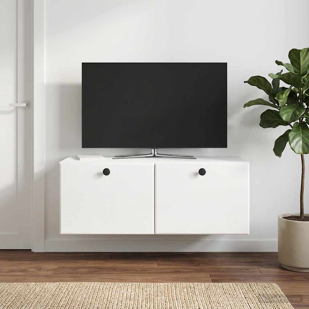 Mobile Porta TV da Muro 78,5 x 31 x 30 cm Bianco Lucido