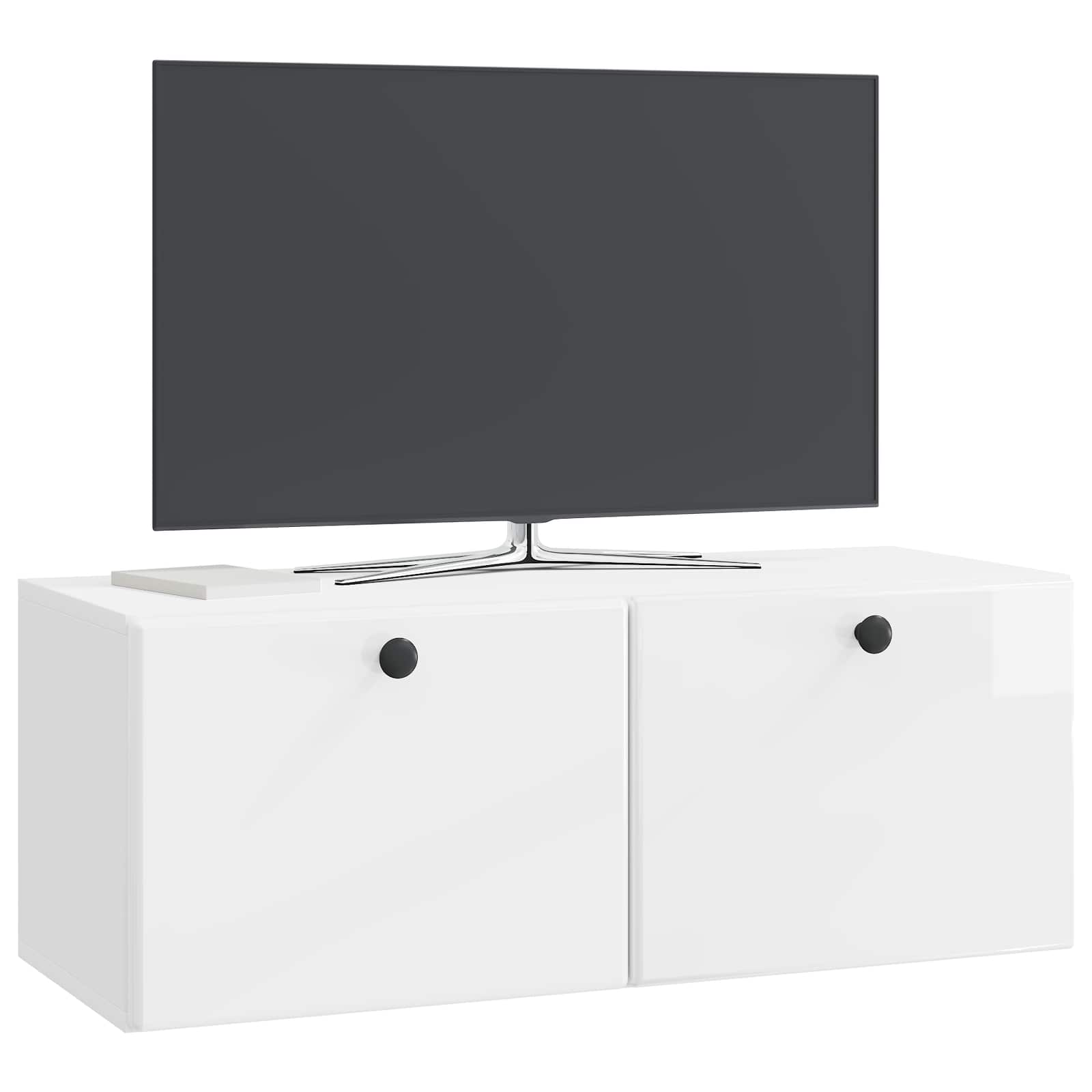 Mobile Porta TV da Muro Bianco Lucido 78,5 x 31 x 30 cm | homemem39
