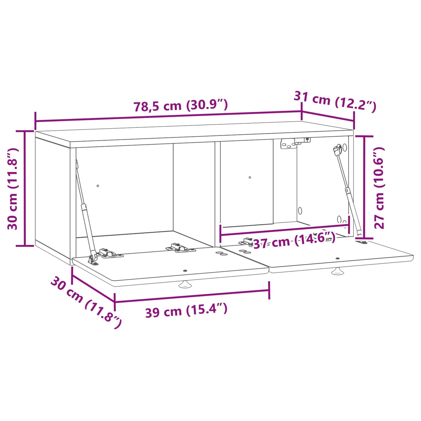 Mobile Porta TV da Muro Rovere Artigianale 78,5 x 31 x 30 cm | homemem39