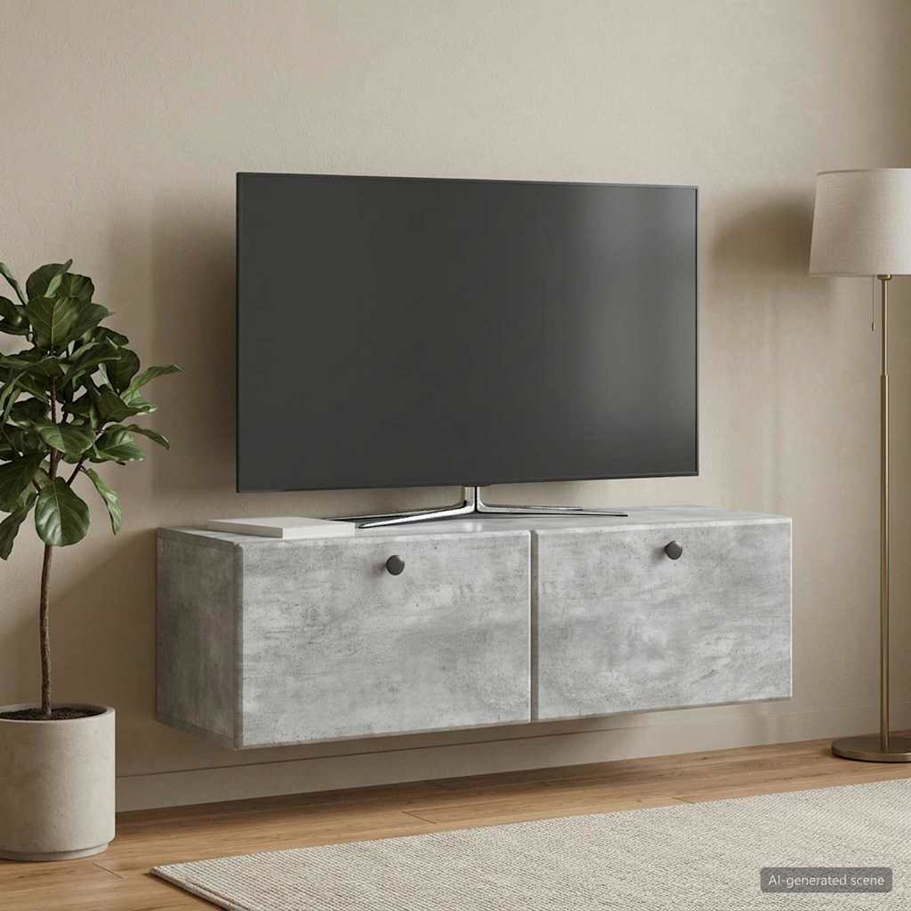 Mobile Porta TV da Muro 98 x 31 x 30 cm Grigio Cemento