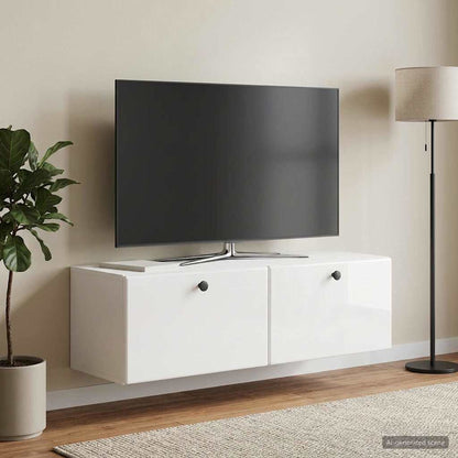Mobile Porta TV da Muro 98 x 31 x 30 cm Bianco Lucido