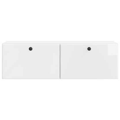 Mobile Porta TV da Muro Bianco Lucido 98 x 31 x 30 cm | homemem39