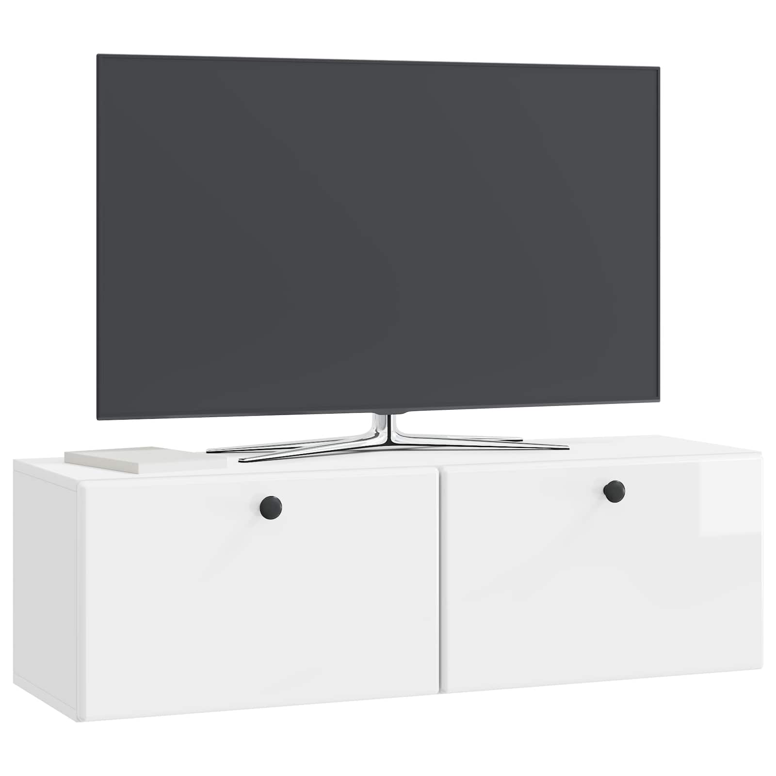 Mobile Porta TV da Muro Bianco Lucido 98 x 31 x 30 cm | homemem39