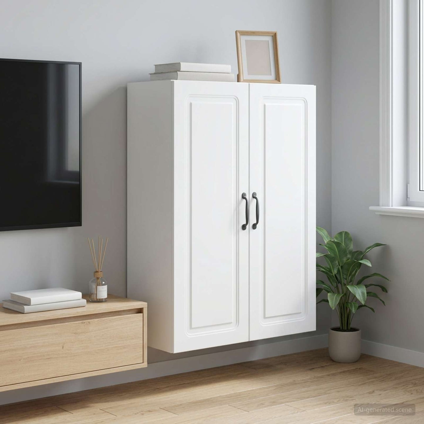 Mobiletto a muro 66 x 34,5 x 90 cm Legno ingegnerizzato Bianco | homemem39