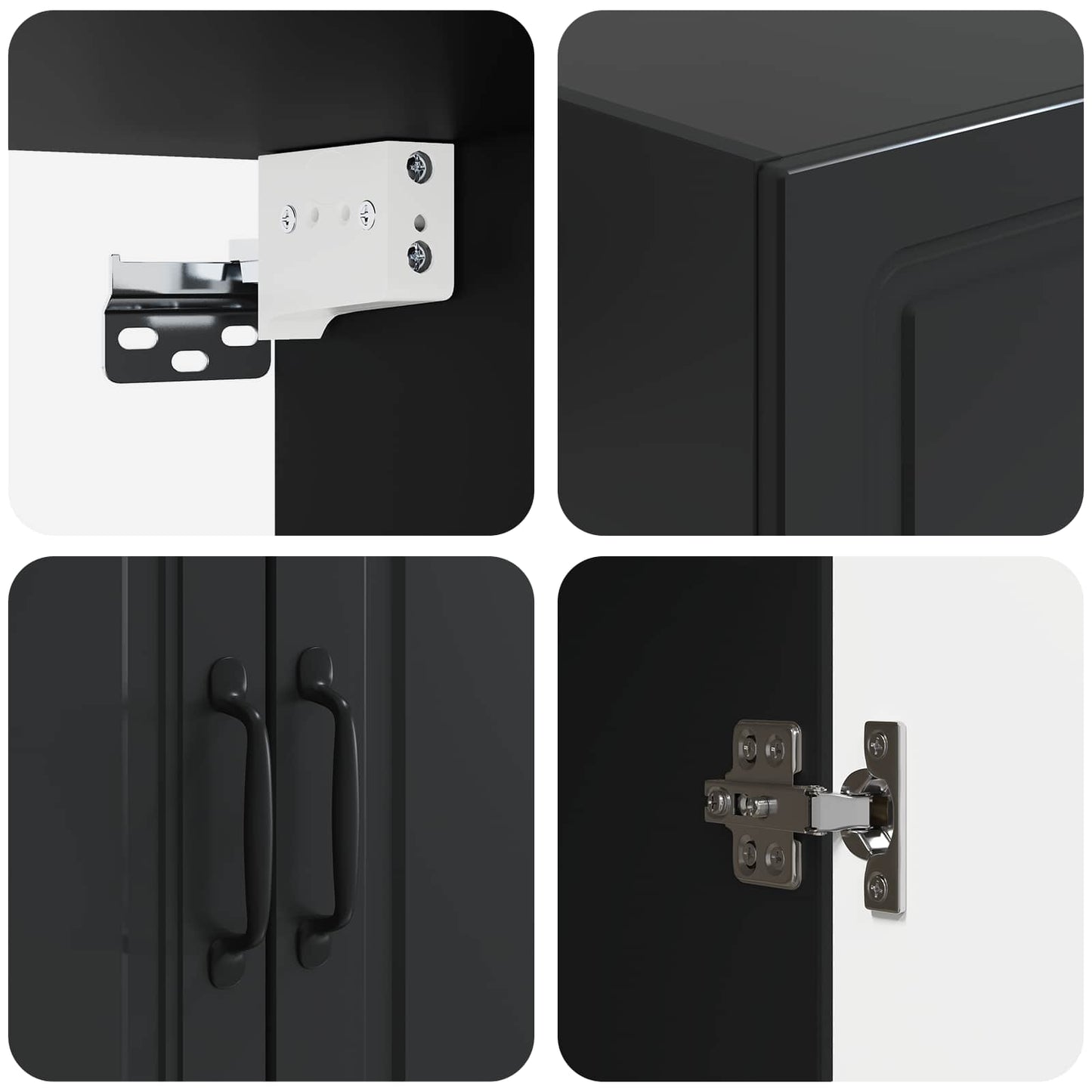 Mobiletto a muro Nero 66 x 34,5 x 90 cm Legno ingegnerizzato | homemem39