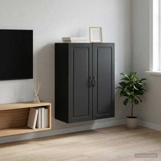 Mobiletto a muro Nero 66 x 34,5 x 90 cm Legno ingegnerizzato | homemem39