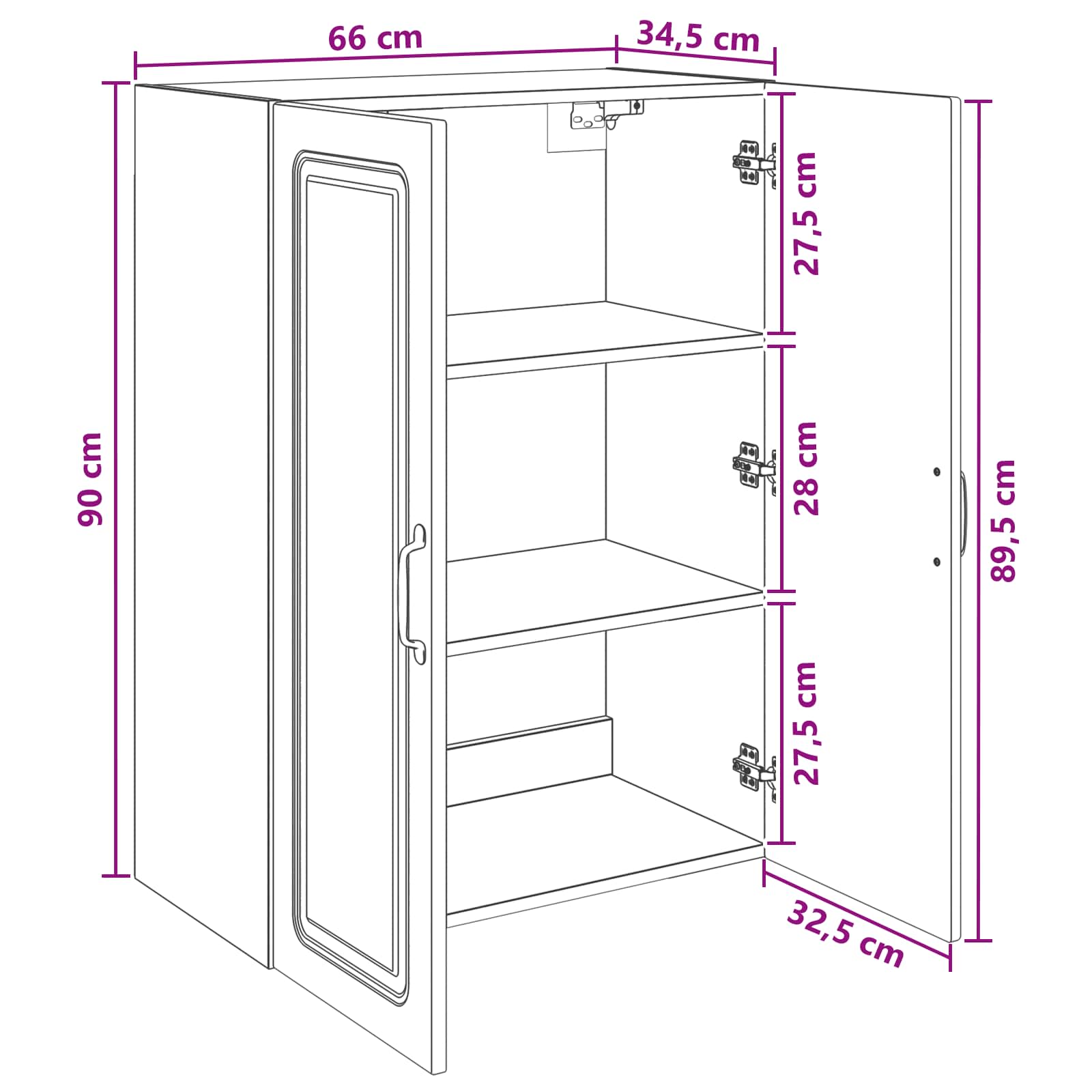 Mobiletto a muro Rovere Sonoma 66 x 34,5 x 90 cm | homemem39