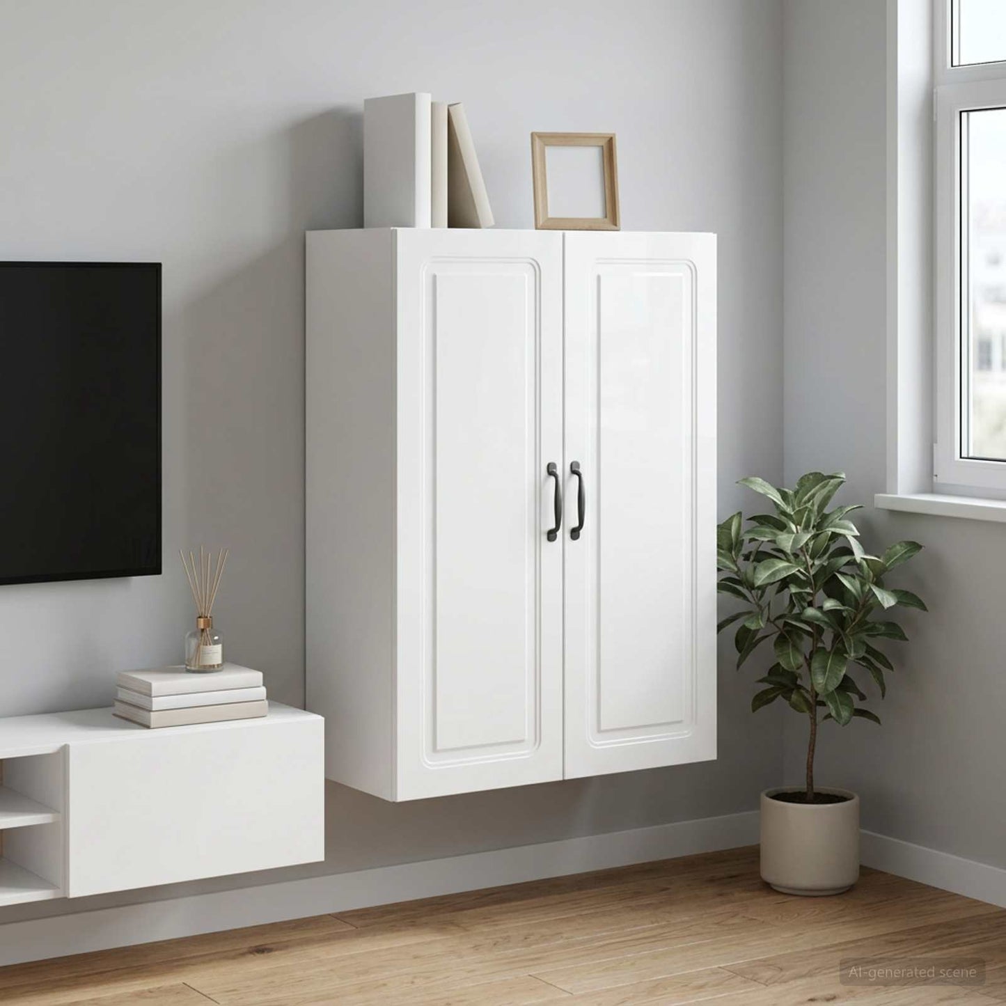 Mobiletto a muro Bianco Lucido 66 x 34,5 x 90 cm | homemem39