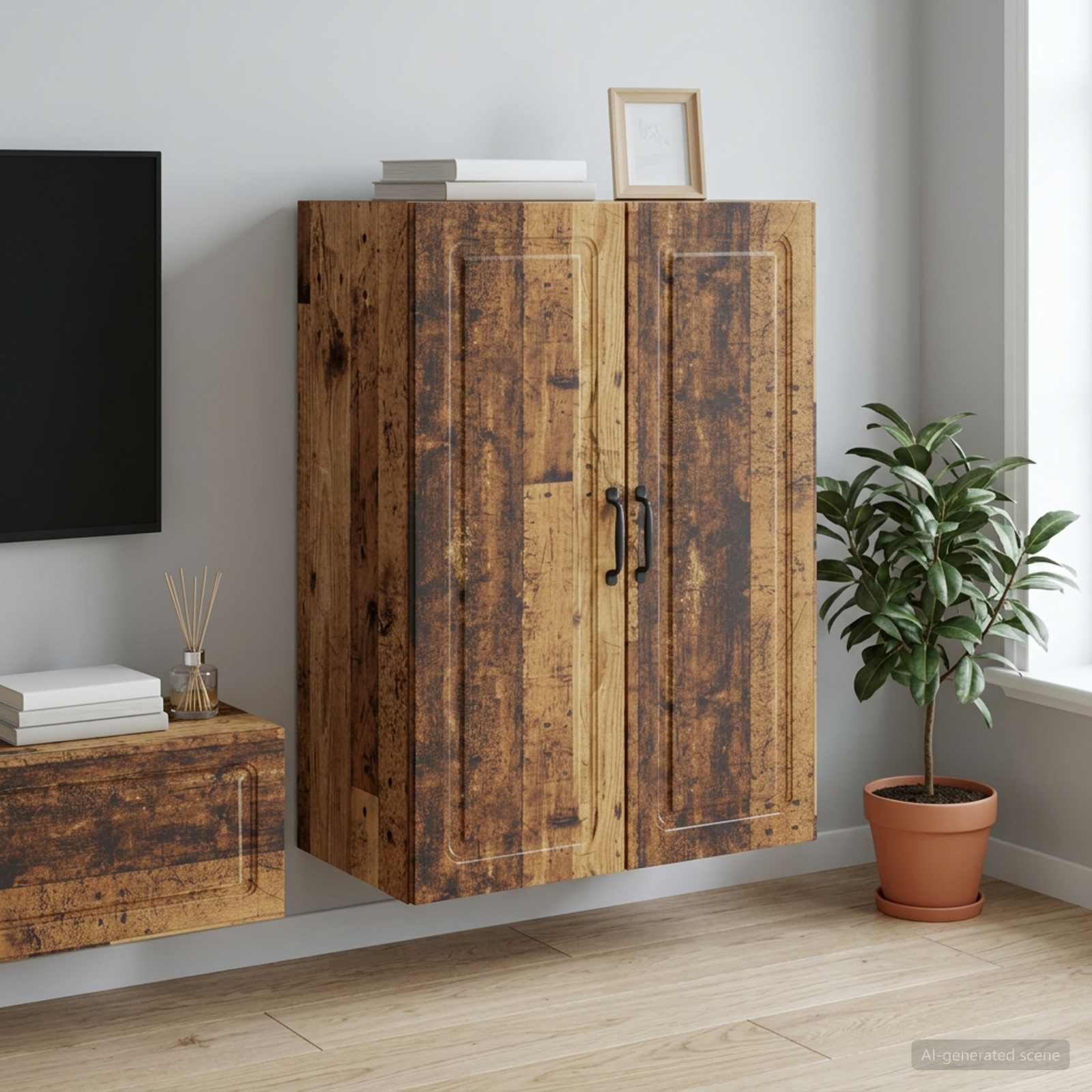 Mobiletto a muro Legno antico 66 x 34,5 x 90 cm | homemem39