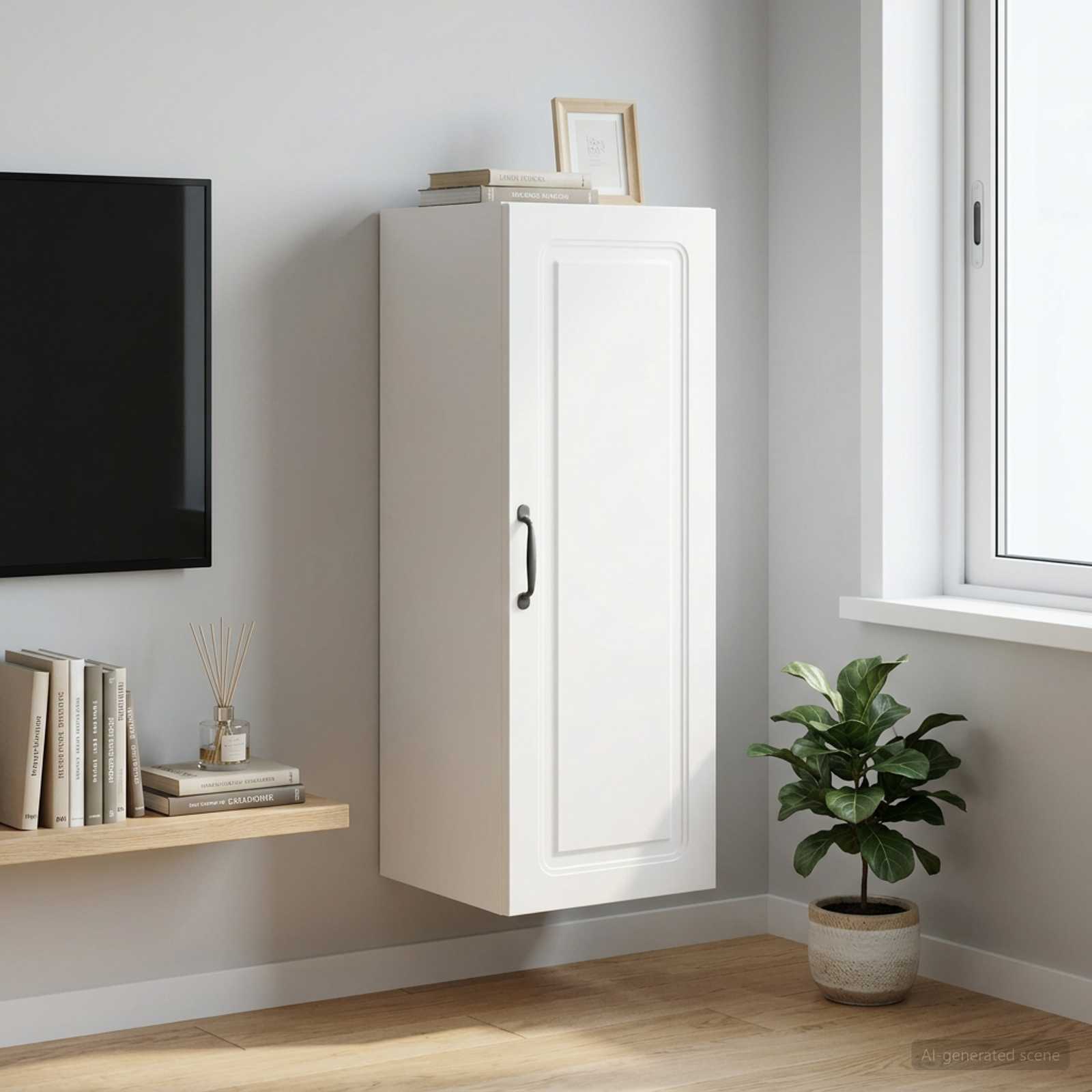 Mobiletto a muro 33 x 34,5 x 90 cm Legno ingegnerizzato Bianco | homemem39