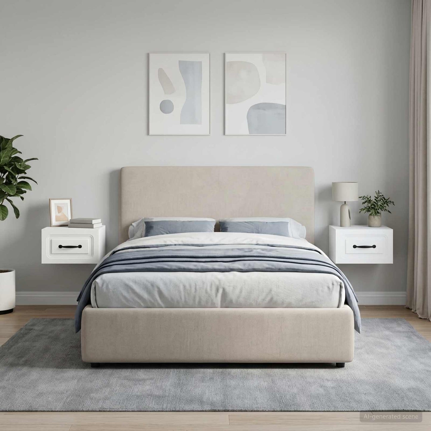 Mobiletto da notte a muro 2 pz Bianco 34,5 x 33 x 20 cm