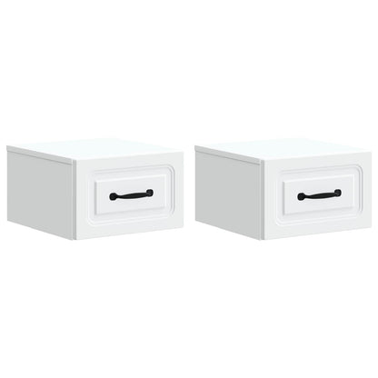 Mobiletto da notte a muro 2 pz Bianco 34,5 x 33 x 20 cm