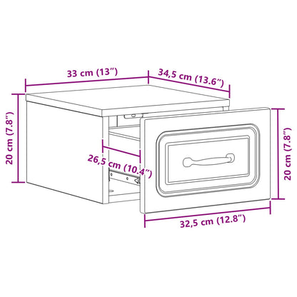 Mobiletto da notte a muro 2 pcs Bianco 34,5 x 33 x 20 cm | homemem39