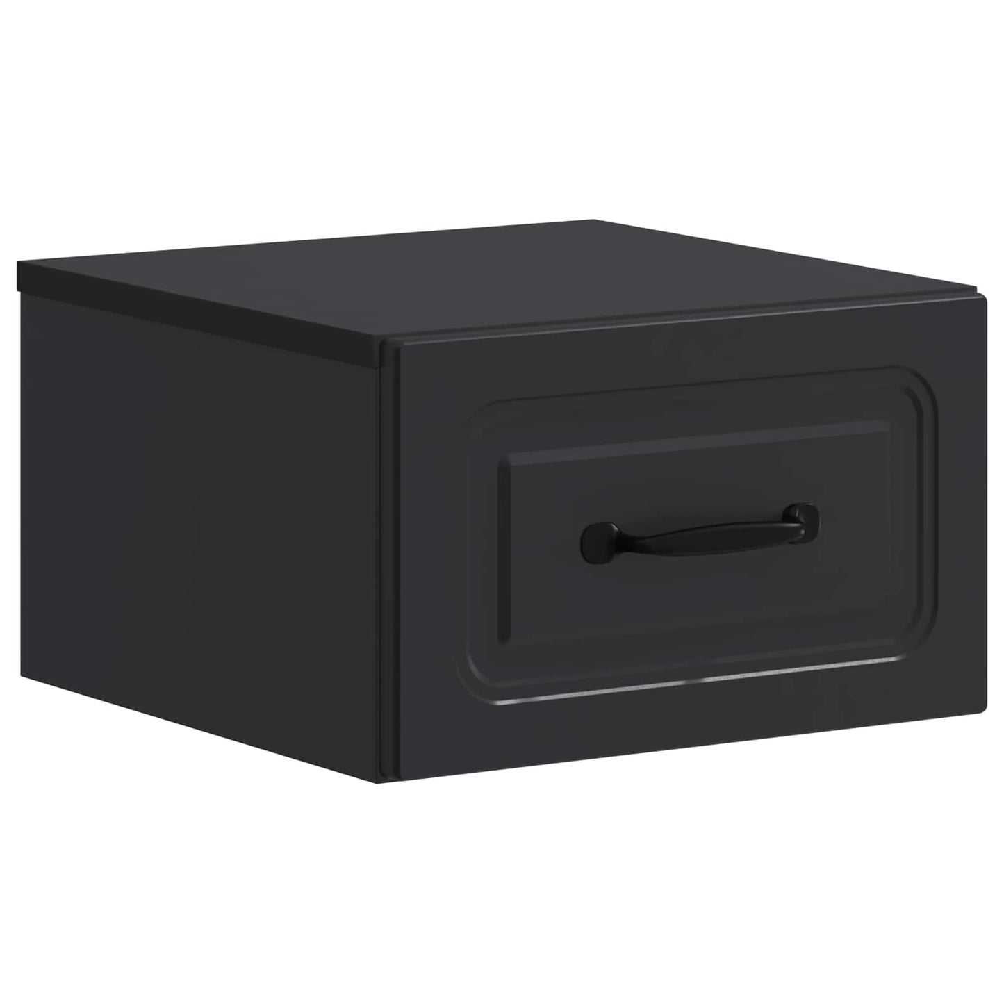 Mobiletto da notte a muro con cassetto Nero 34,5 x 33 x 20 cm