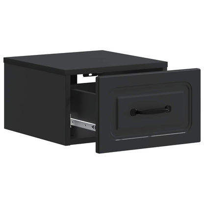 Mobiletto da notte a muro con cassetto Nero 34,5 x 33 x 20 cm | homemem39