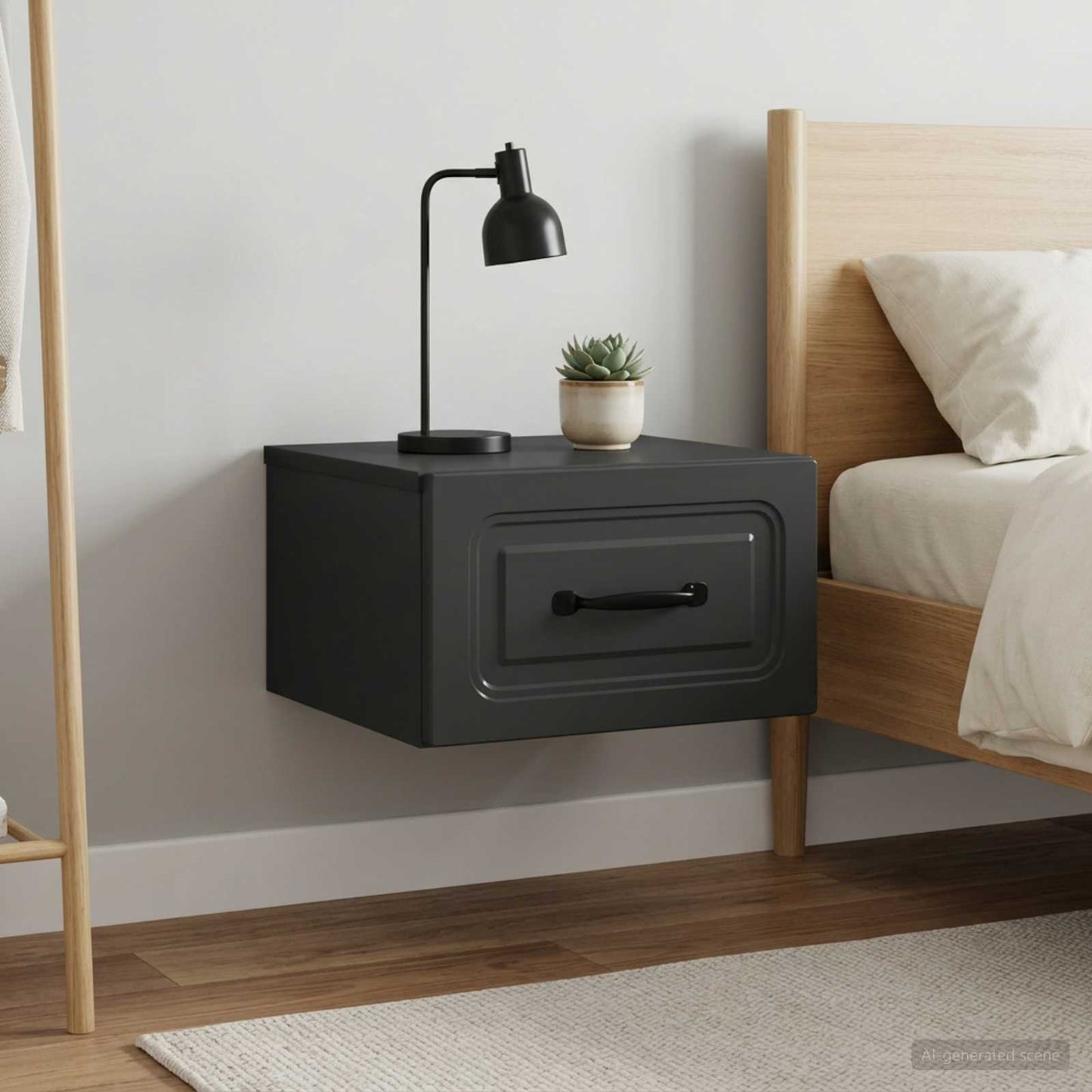 Mobiletto da notte a muro 2 pz Nero 34,5 x 33 x 20 cm