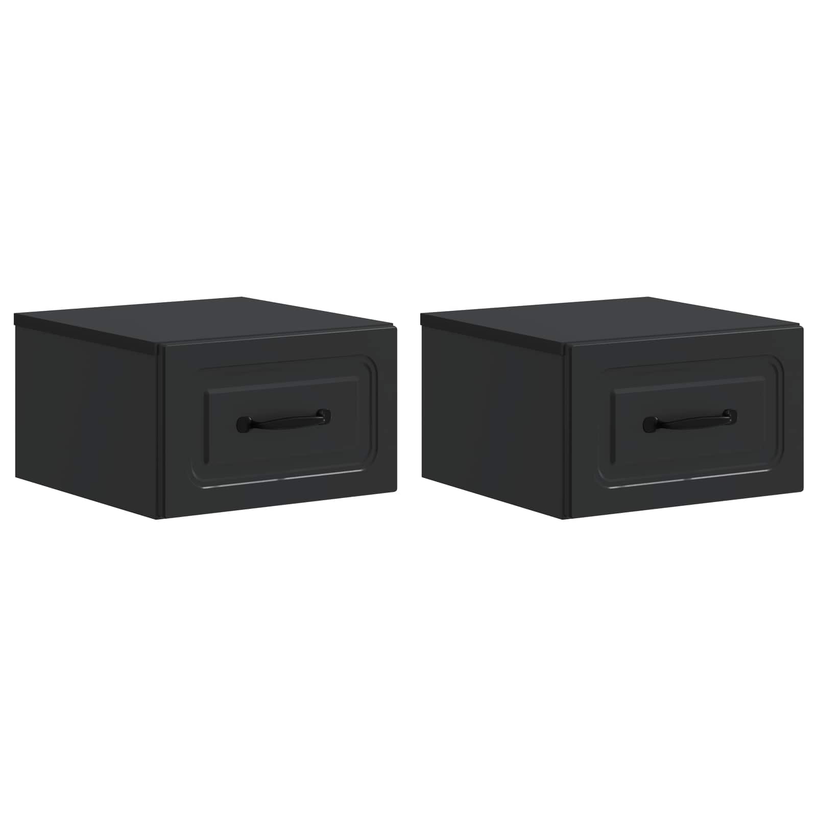 Mobiletto da notte a muro 2 pcs Nero 34,5 x 33 x 20 cm | homemem39