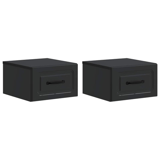 Mobiletto da notte a muro 2 pcs Nero 34,5 x 33 x 20 cm | homemem39