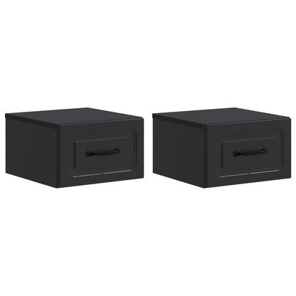 Mobiletto da notte a muro 2 pz Nero 34,5 x 33 x 20 cm