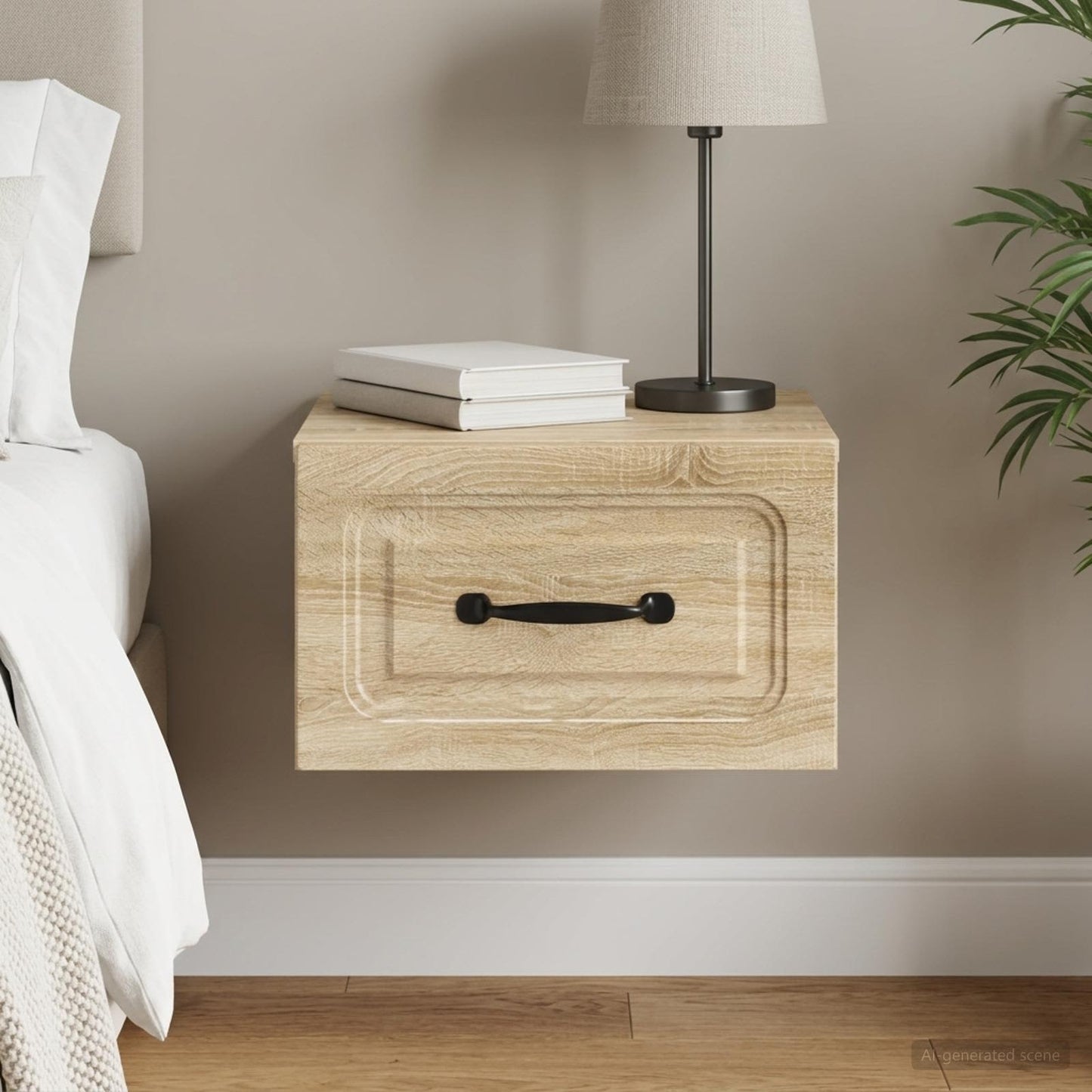 Mobiletto da notte a muro Rovere Sonoma 34,5 x 33 x 20 cm