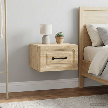 Mobiletto da notte a muro 2 pz Rovere Sonoma 34,5 x 33 x 20 cm