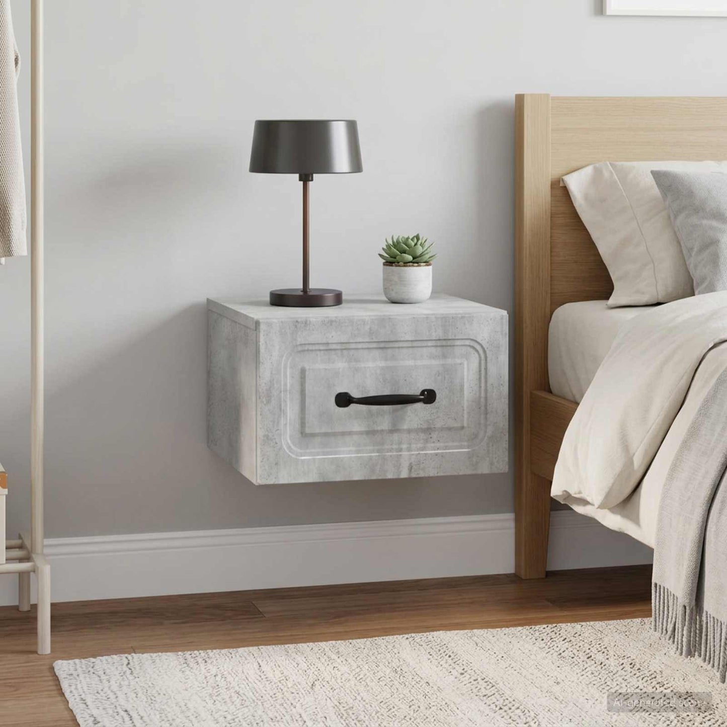 Mobiletto da notte a muro 2 pz Grigio Cemento 34,5 x 33 x 20 cm