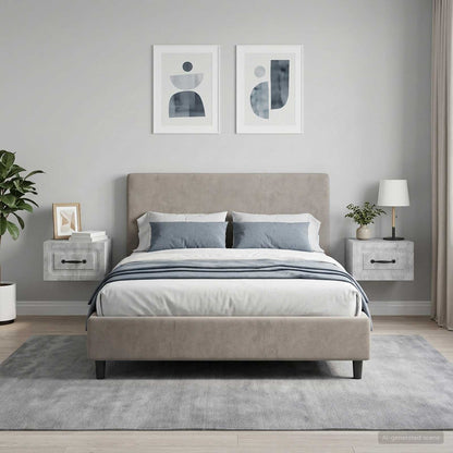 Mobiletto da notte a muro 2 pz Grigio Cemento 34,5 x 33 x 20 cm