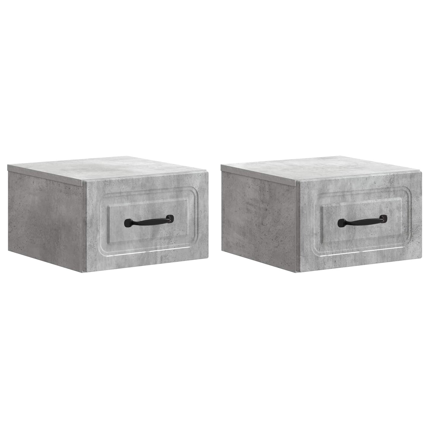 Mobiletto da notte a muro 2 pz Grigio Cemento 34,5 x 33 x 20 cm
