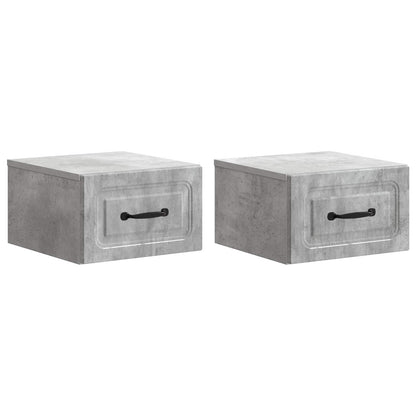 Mobiletto da notte a muro 2 pz Grigio Cemento 34,5 x 33 x 20 cm