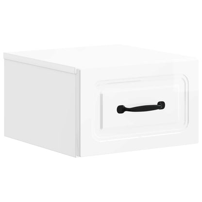 Mobiletto da notte a muro Bianco Lucido 34,5 x 33 x 20 cm | homemem39