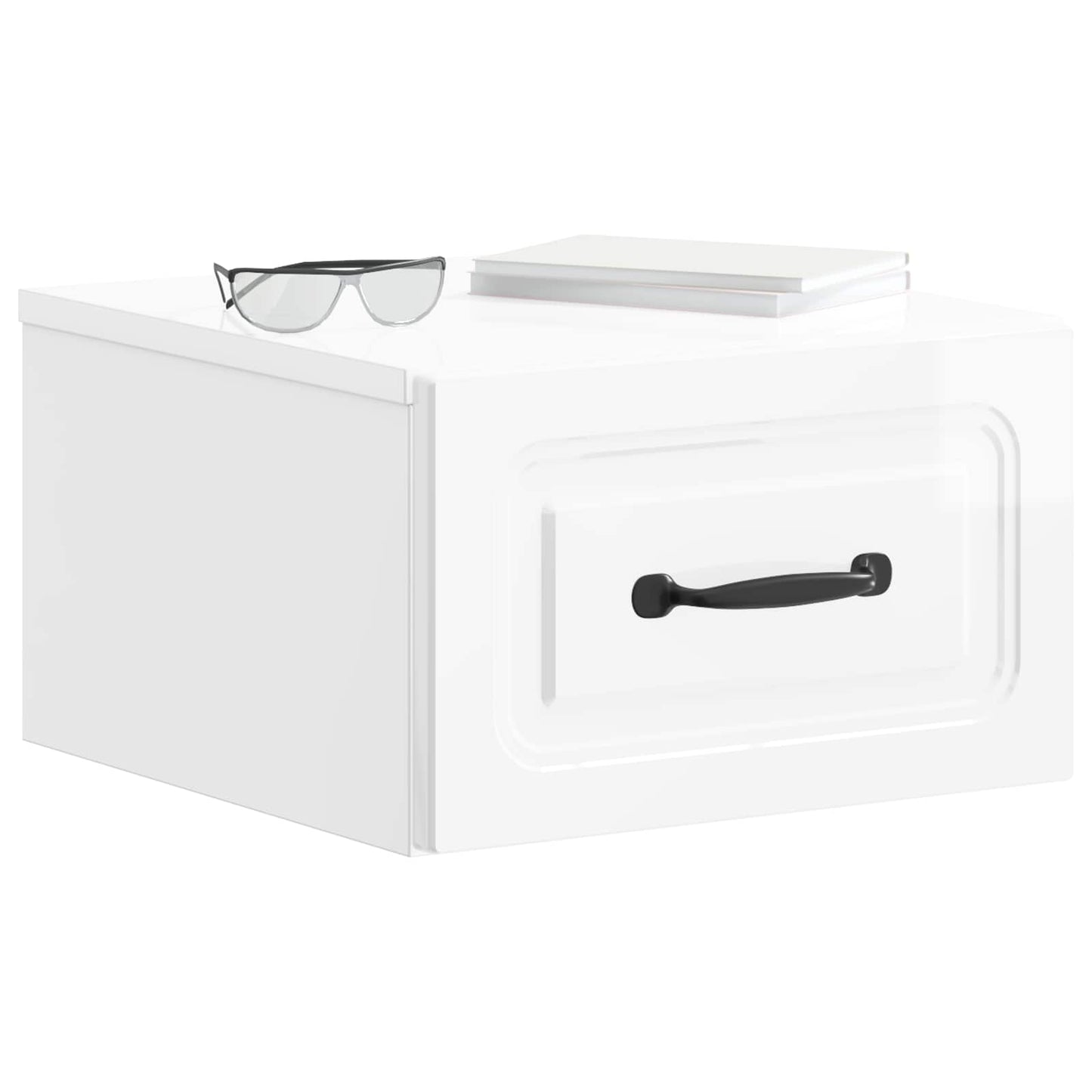 Mobiletto da notte a muro Bianco Lucido 34,5 x 33 x 20 cm | homemem39