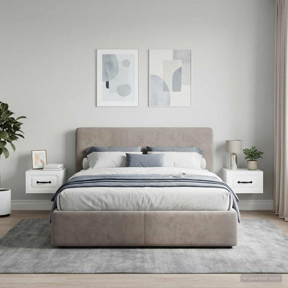 Mobiletto da notte a muro 2 pz Bianco Lucido 34,5 x 33 x 20 cm