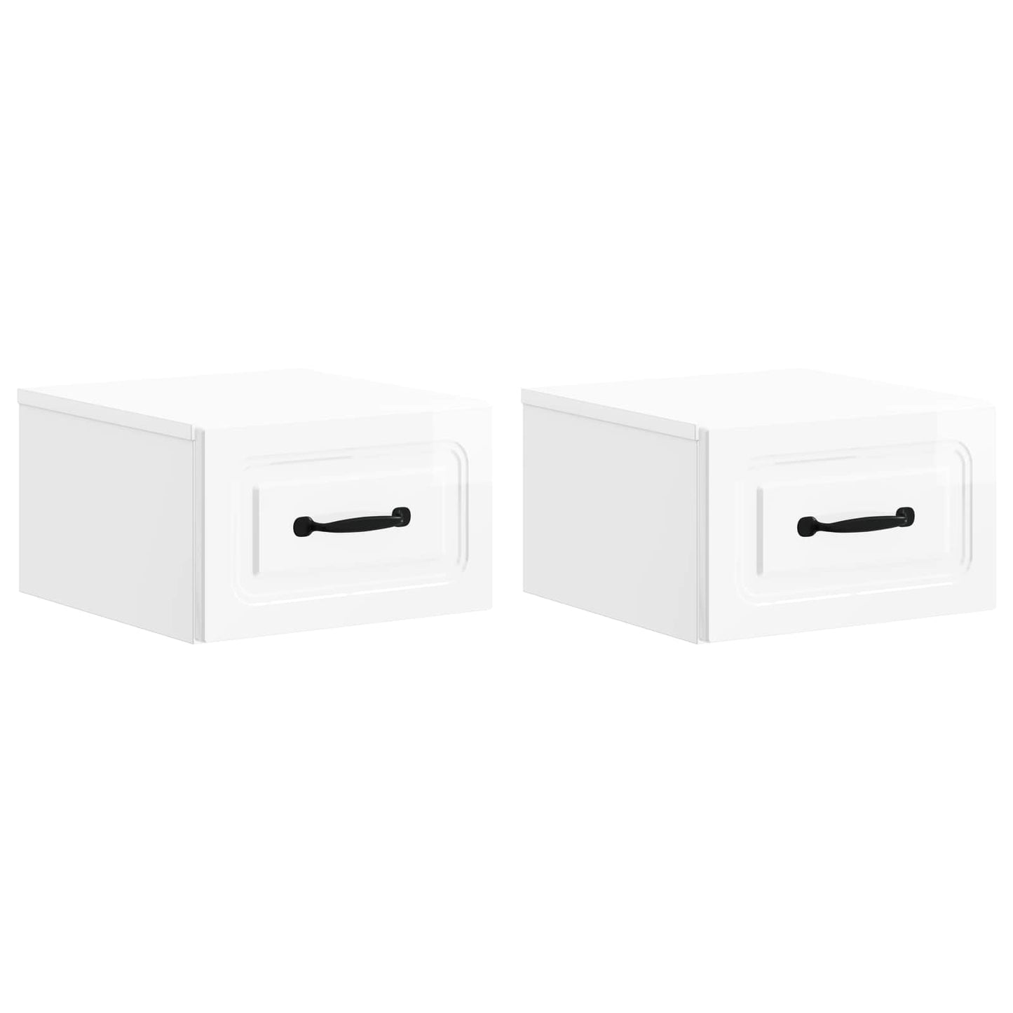 Mobiletto da notte a muro 2 pz Bianco Lucido 34,5 x 33 x 20 cm