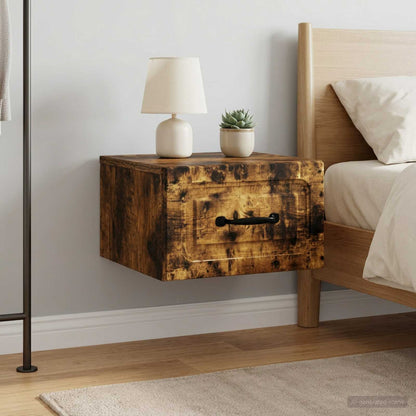 Mobiletto da notte a muro 2 pz Rovere Fumo 34,5 x 33 x 20 cm
