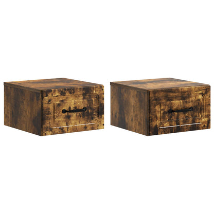 Mobiletto da notte a muro 2 pcs Rovere Fumo 34,5 x 33 x 20 cm | homemem39