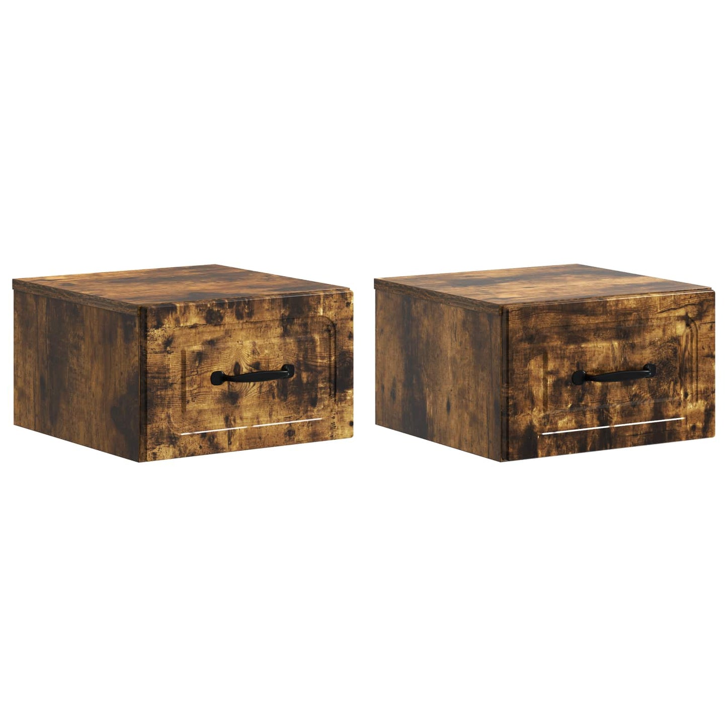 Mobiletto da notte a muro 2 pz Rovere Fumo 34,5 x 33 x 20 cm