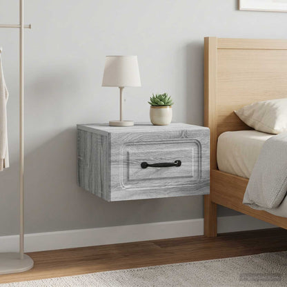Mobiletto da notte a muro 2 pz Grigio Sonoma 34,5 x 33 x 20 cm