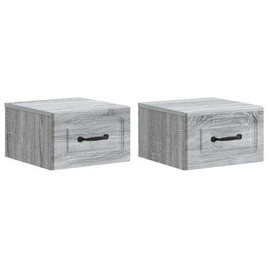 Mobiletto da notte a muro 2 pcs Grigio Sonoma 34,5 x 33 x 20 cm | homemem39