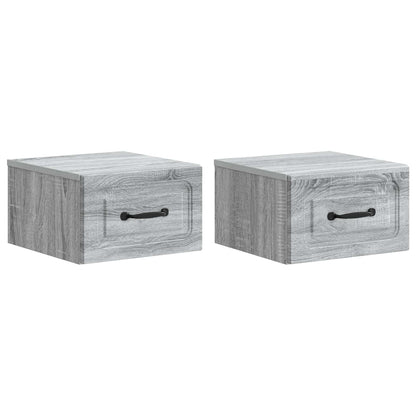 Mobiletto da notte a muro 2 pz Grigio Sonoma 34,5 x 33 x 20 cm