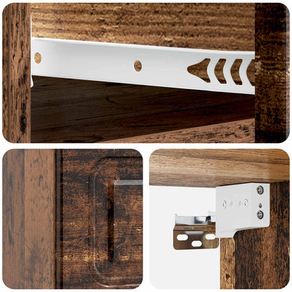 Mobiletto da notte a muro Legno antico 34,5 x 33 x 20 cm | homemem39