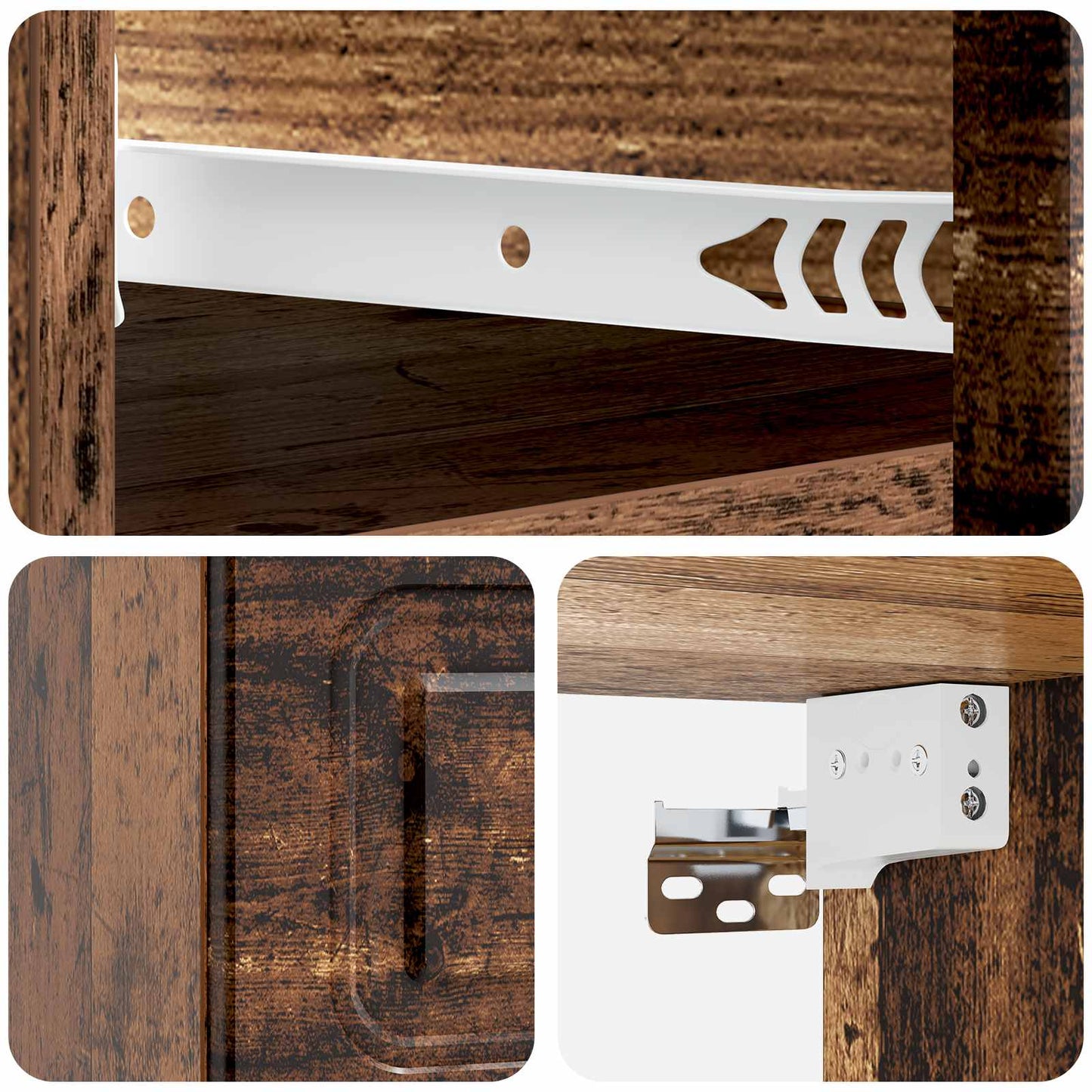 Mobiletto da notte a muro 2 pcs Legno antico 34,5 x 33 x 20 cm | homemem39