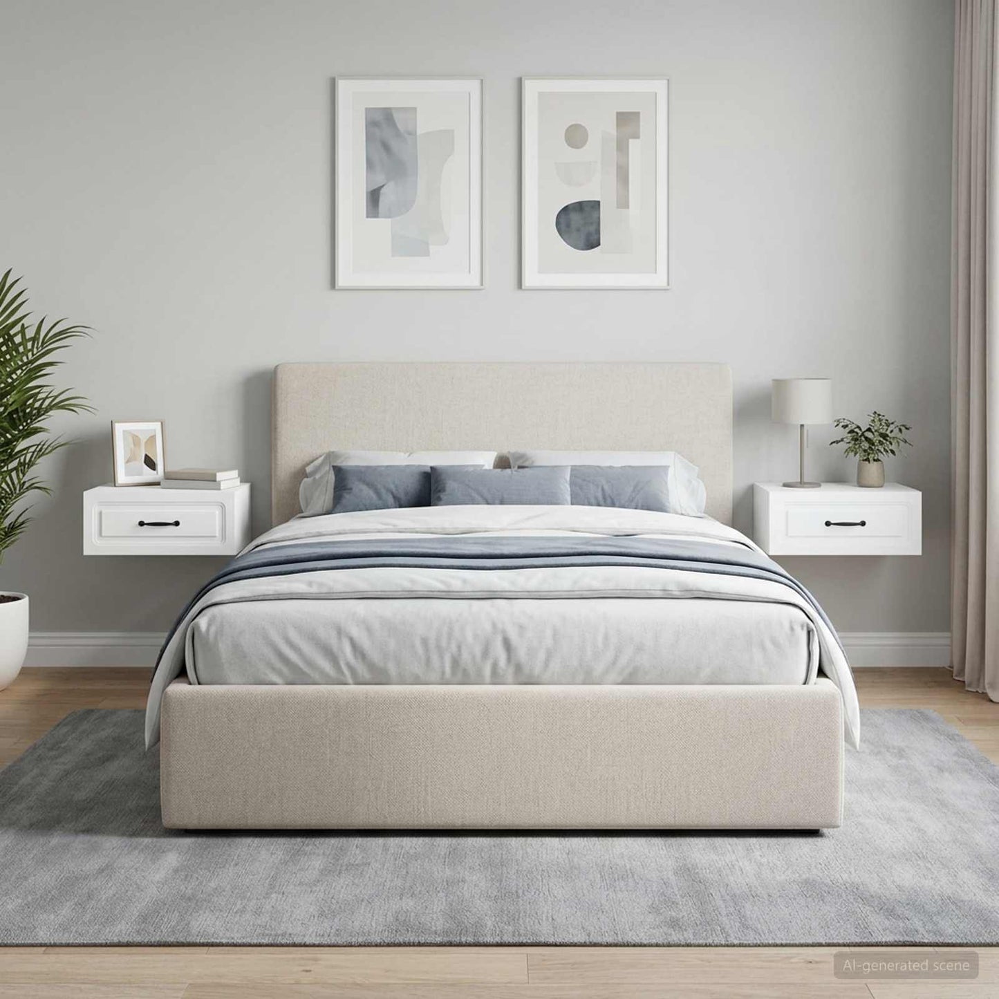 Mobiletto da notte a muro 2 pz Bianco 49 x 34,5 x 20 cm