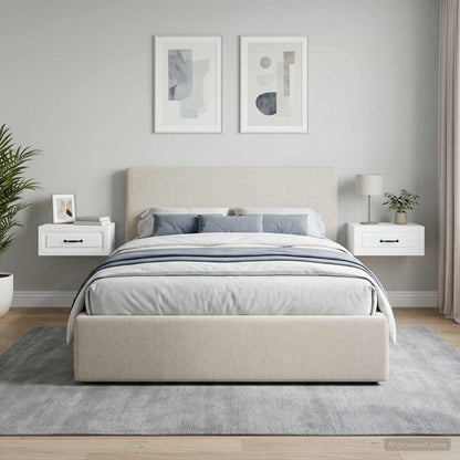 Mobiletto da notte a muro 2 pz Bianco 49 x 34,5 x 20 cm