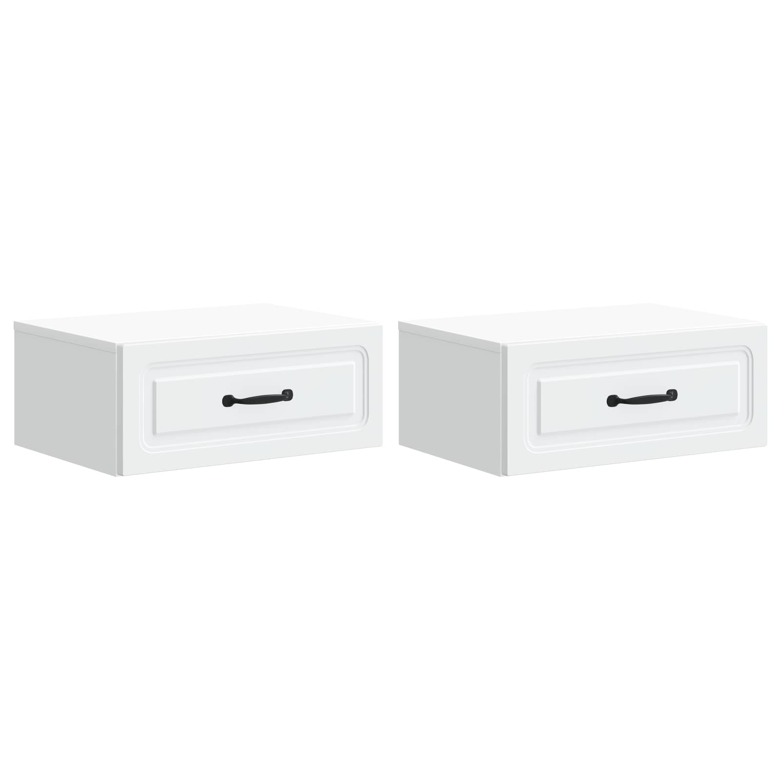 Mobiletto da notte a muro 2 pcs Bianco 49 x 34,5 x 20 cm | homemem39