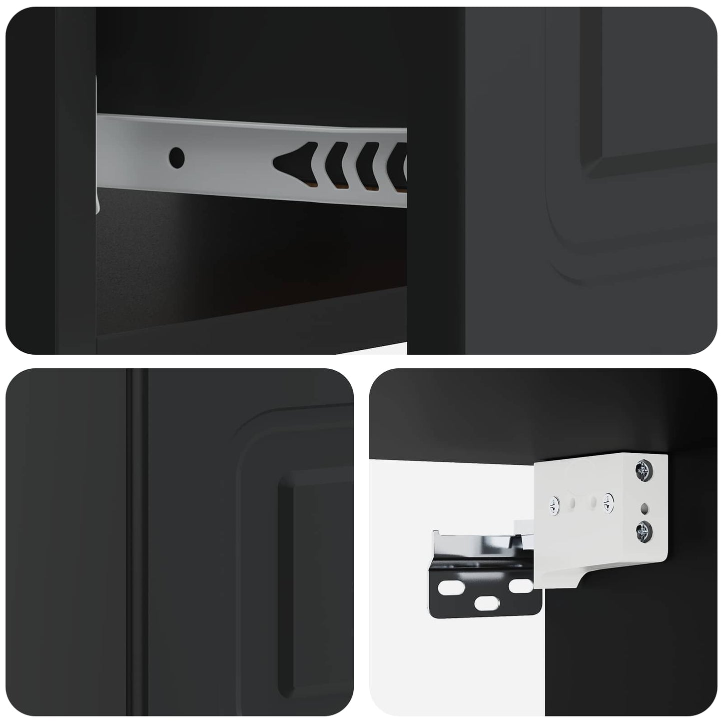 Mobiletto da notte a muro con cassetto Nero 49 x 34,5 x 20 cm