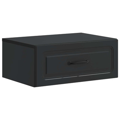 Mobiletto da notte a muro con cassetto Nero 49 x 34,5 x 20 cm