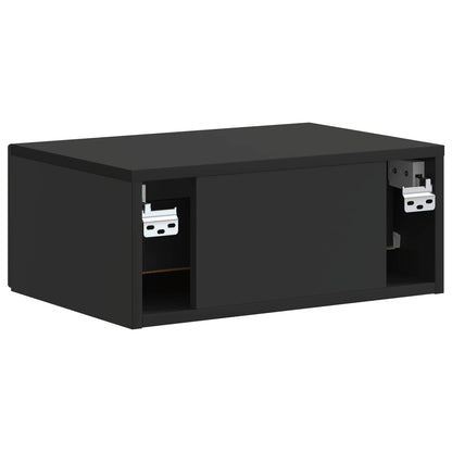 Mobiletto da notte a muro con cassetto Nero 49 x 34,5 x 20 cm | homemem39