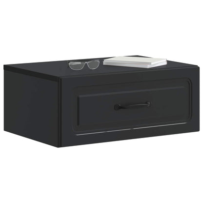 Mobiletto da notte a muro con cassetto Nero 49 x 34,5 x 20 cm | homemem39